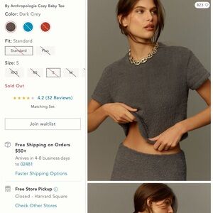 Anthropologie Dark Grey Cozy Baby Tee